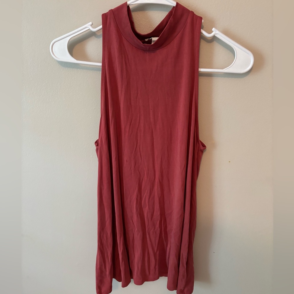 Silence + Noise Red Tank Top with Rounded Neckline